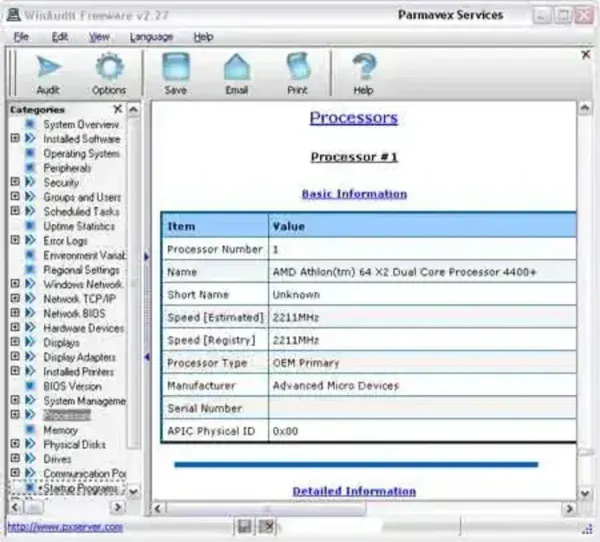 WinAudit - Portable System Information Tool WinAudit in action Screenshot