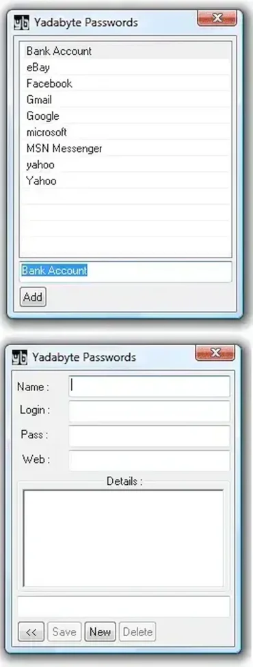 Yadabyte Passwords Portable Password Manager with AES 256 Encryption